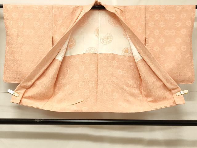 平和屋着物#羽織 色無地 麻の葉地紋 鴇色 正絹 逸品 未使用 CABF1456in