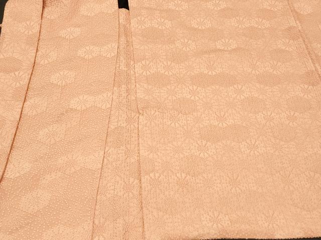 平和屋着物#羽織 色無地 麻の葉地紋 鴇色 正絹 逸品 未使用 CABF1456in