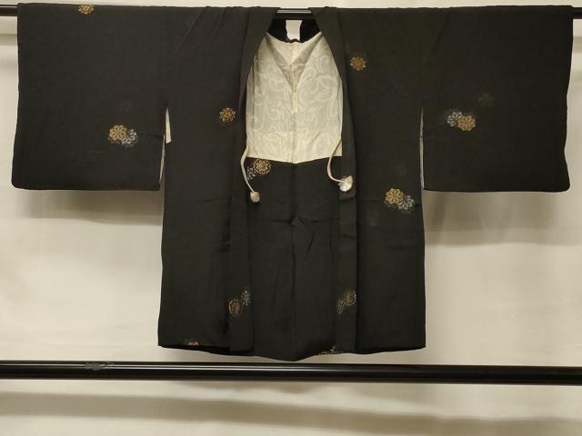 平和屋着物#羽織 寿光織 正倉院花文 黒地 金銀糸 正絹 逸品 CABF1461in