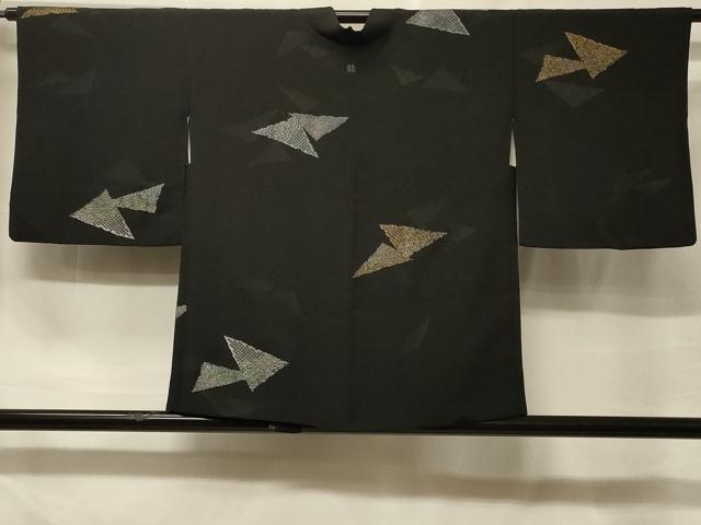 平和屋着物#羽織 寿光織 切嵌文 黒地 金銀糸 正絹 逸品 CABF1465in