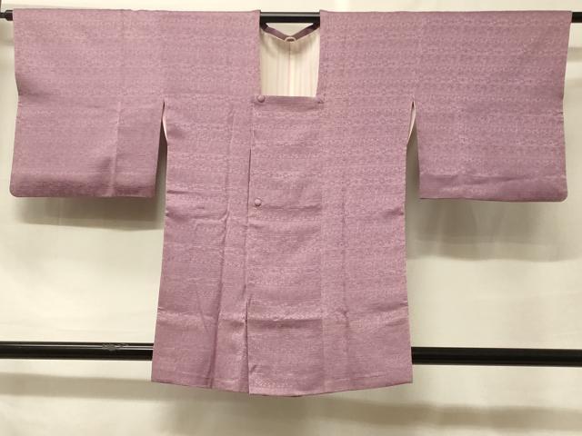 平和屋着物#道行コート 色無地 横段吉祥鳥地紋 菖蒲色 正絹 逸品 CABF1473in