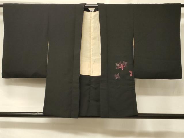 平和屋着物#羽織 総刺繍 草花文 黒地 正絹 逸品 CABF1491in