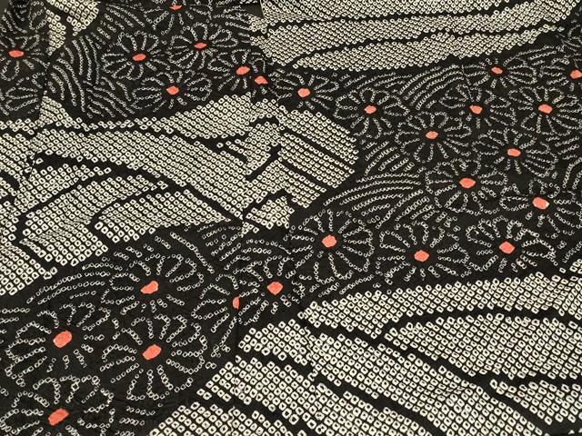 平和屋着物#羽織 総絞り 流水菊文 黒地 正絹 逸品 CABF1522in