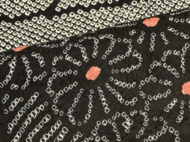 平和屋着物#羽織 総絞り 流水菊文 黒地 正絹 逸品 CABF1522in