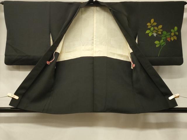 平和屋着物#羽織 南天文 黒地 正絹 逸品 CABF1527in