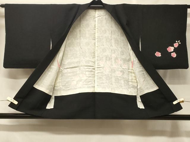 平和屋着物#羽織 絞り 草花文 黒地 正絹 逸品 CABF1569in