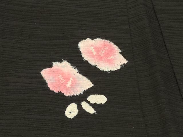平和屋着物#羽織 絞り 草花文 黒地 正絹 逸品 CABF1569in