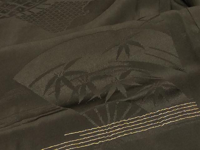 平和屋着物#羽織 扇面草花文 黒地 金糸 正絹 逸品 CABF1590in