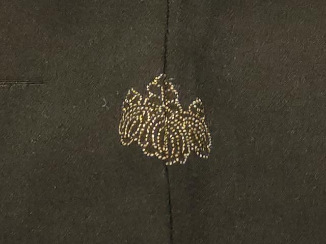 平和屋着物#羽織 扇面草花文 黒地 金糸 正絹 逸品 CABF1590in