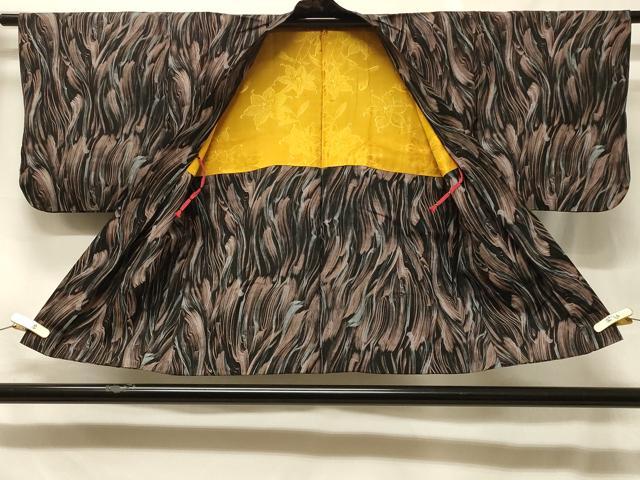 平和屋着物#羽織 霞文 黒地 ラメ 銀彩 正絹 逸品 CABF1592in