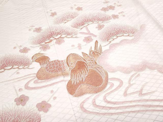 平和屋着物■中国三大刺繍 相良刺繍 総刺繍 色留袖 鴛鴦枝梅文 金糸 正絹 逸品 CABF1695th