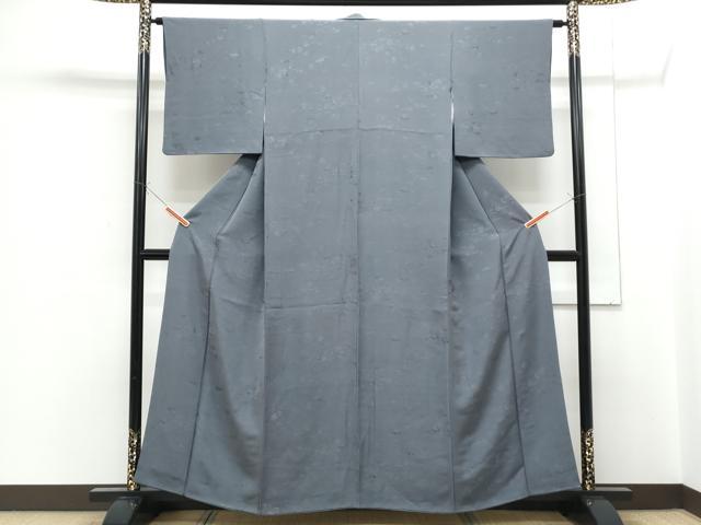 平和屋着物■上質な色無地 茶器地紋 青褐色 正絹 逸品 CABF1708th