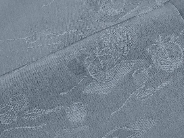 平和屋着物■上質な色無地 茶器地紋 青褐色 正絹 逸品 CABF1708th