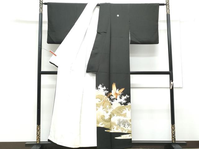 平和屋着物■豪華黒留袖 刺繍 立波飛鳥文 金彩 正絹 逸品 CABF1716th