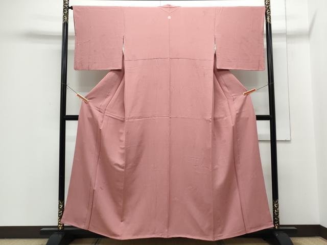 平和屋着物■上質な色無地 舞葉文 長春色 正絹 逸品 CABF1738th
