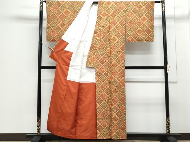 平和屋着物■上質な小紋 紬地 天井花文 正絹 逸品 CABF1739th