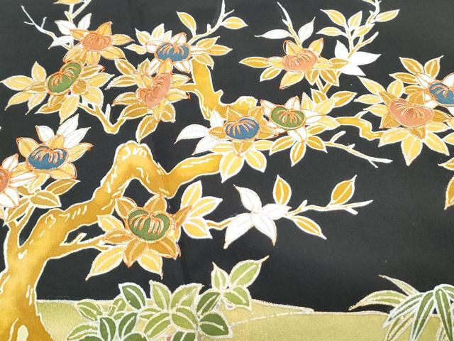 平和屋着物■豪華黒留袖 駒刺繍 枝橘 金彩 ロング丈 正絹 逸品 CABF1760th