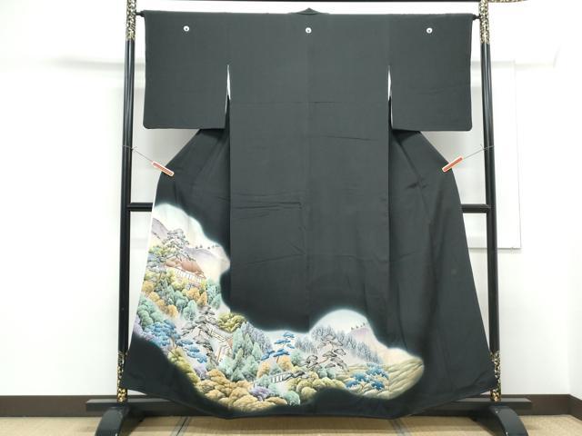 平和屋着物■豪華黒留袖 作家物 風景文 暈し染め 正絹 逸品 CABF1771th