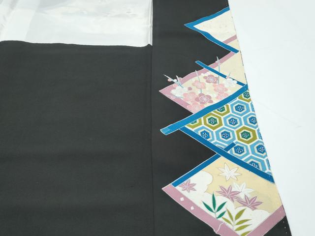 平和屋着物■豪華黒留袖 草花文 金彩 正絹 逸品 CABF1772th