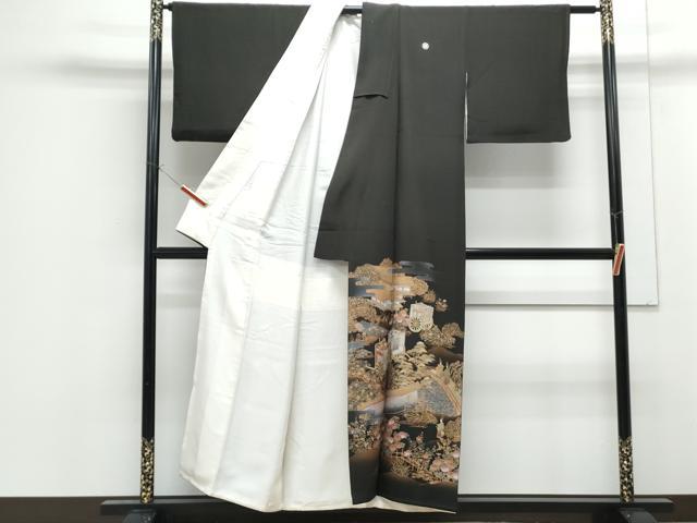 平和屋着物■豪華黒留袖 御所車風景文 金彩 正絹 逸品 CABF1822th