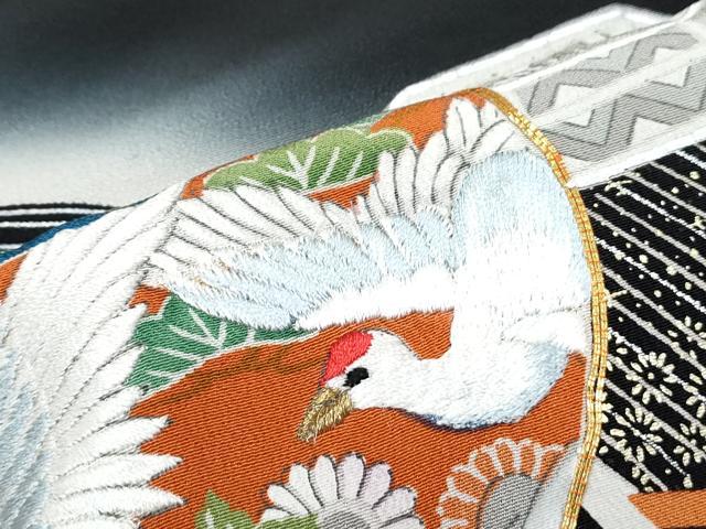 平和屋着物■豪華黒留袖 駒刺繍 陶器飛鳥花文 金彩 正絹 逸品 CABF1835th