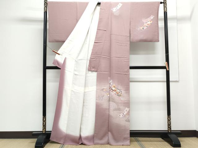 平和屋着物■訪問着 刺繍 文箱花文 暈し染め 金彩 正絹 逸品 CABF1886th