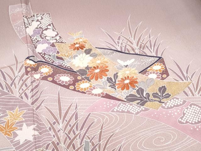 平和屋着物■訪問着 刺繍 文箱花文 暈し染め 金彩 正絹 逸品 CABF1886th