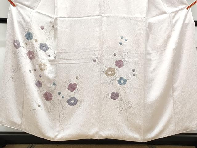 平和屋着物■訪問着 手描き 絞り 草花文 正絹 逸品 CABF1897th