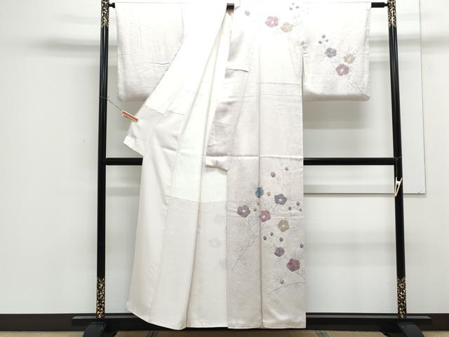 平和屋着物■訪問着 手描き 絞り 草花文 正絹 逸品 CABF1897th
