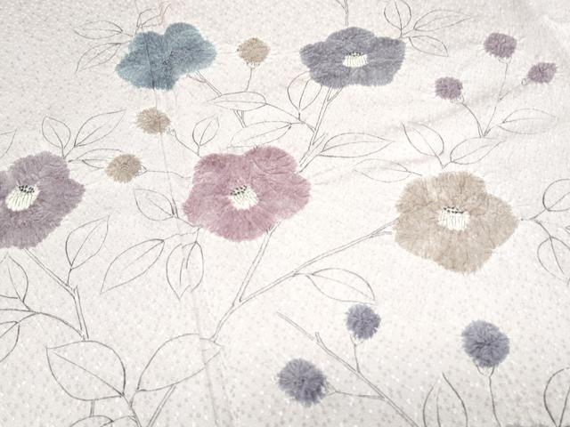 平和屋着物■訪問着 手描き 絞り 草花文 正絹 逸品 CABF1897th