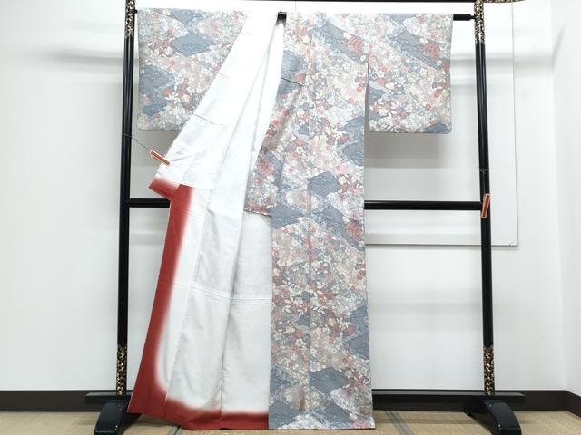 平和屋着物■小紋 切嵌花文 洗える着物 CABF1917th