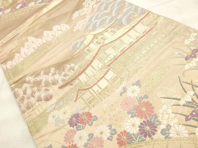 平和屋着物◎六通柄袋帯 唐織 金閣寺 金糸 正絹 逸品 CABF2015qe