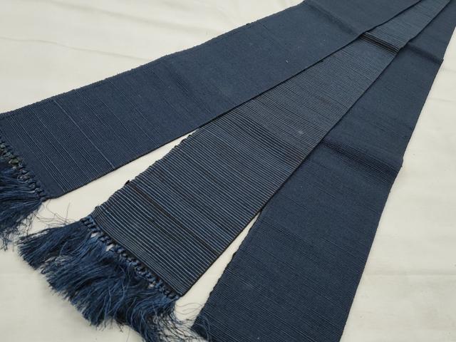 平和屋着物◎男性 両面 角帯 紬地 留紺色 正絹 逸品 CABF2039qe