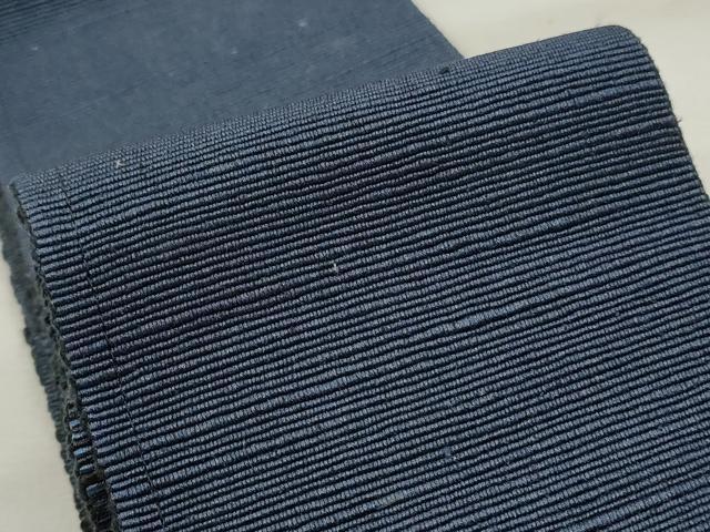 平和屋着物◎男性 両面 角帯 紬地 留紺色 正絹 逸品 CABF2039qe