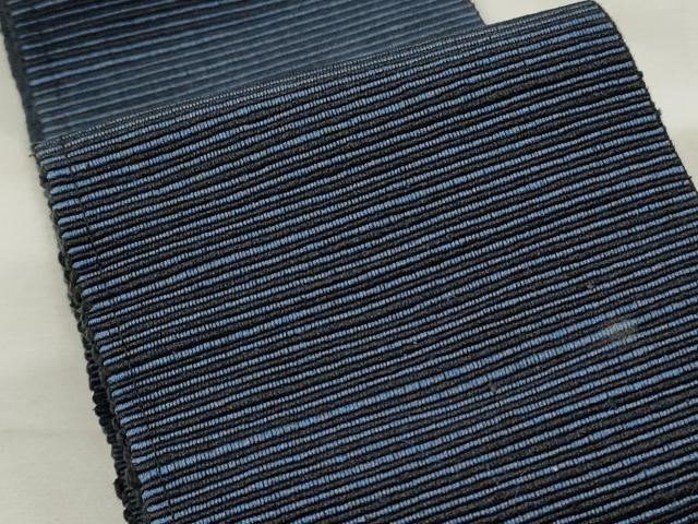平和屋着物◎男性 両面 角帯 紬地 留紺色 正絹 逸品 CABF2039qe