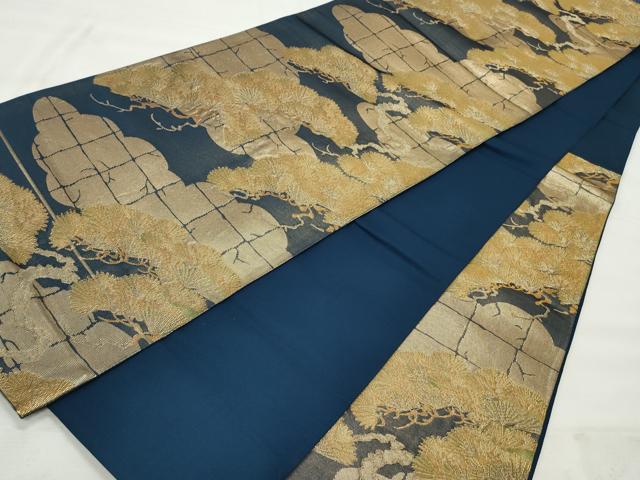 平和屋着物◎六通柄袋帯 雲取り枝松文 金糸 正絹 逸品 CABF2061qe