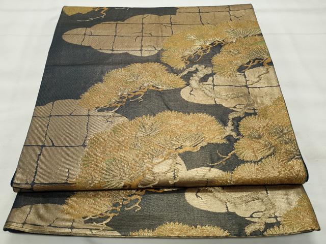 平和屋着物◎六通柄袋帯 雲取り枝松文 金糸 正絹 逸品 CABF2061qe