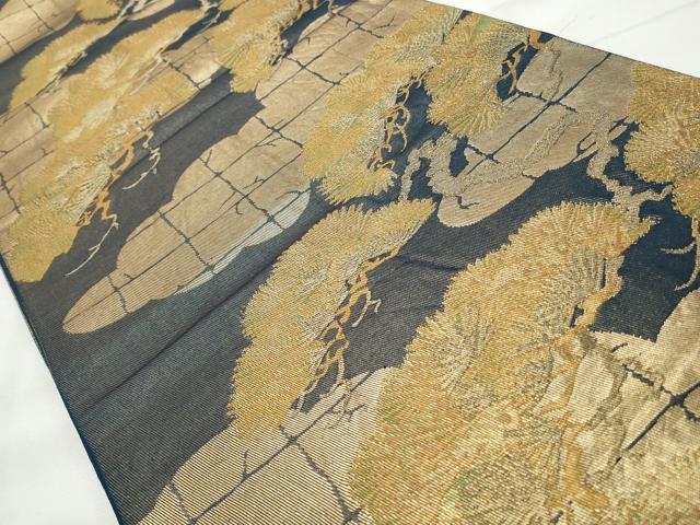 平和屋着物◎六通柄袋帯 雲取り枝松文 金糸 正絹 逸品 CABF2061qe