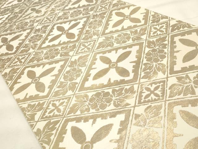 平和屋着物◎西陣 服部織物謹製 六通柄袋帯 こはく錦 花菱文 金糸 正絹 逸品 CABF2070qe