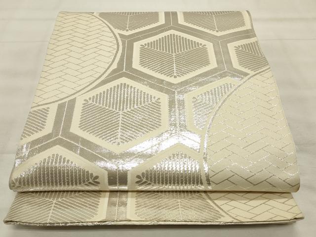 平和屋着物◎両面 六通柄袋帯 正倉院花文 銀糸 正絹 逸品 CABF2072qe