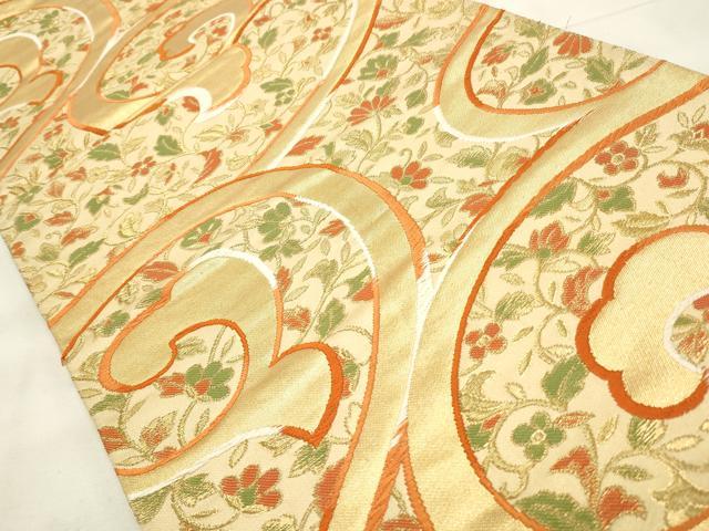 平和屋着物◎六通柄袋帯 花唐草文 金糸 正絹 逸品 CABF2073qe