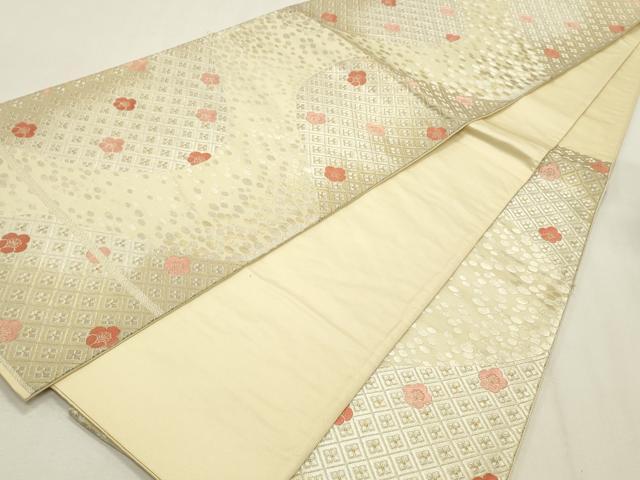 平和屋着物◎六通柄袋帯 舞梅文 金銀糸 正絹 逸品 CABF2109qe