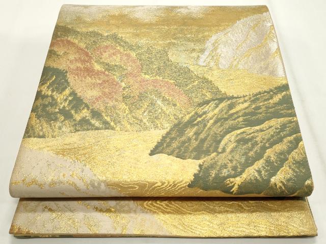 平和屋着物◎六通柄袋帯 風景文 金糸 引箔 正絹 逸品 CABF2165qe