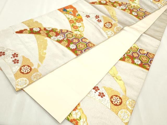 平和屋着物◎六通柄袋帯 唐織 彩宴 金糸 正絹 逸品 CABF2201qe