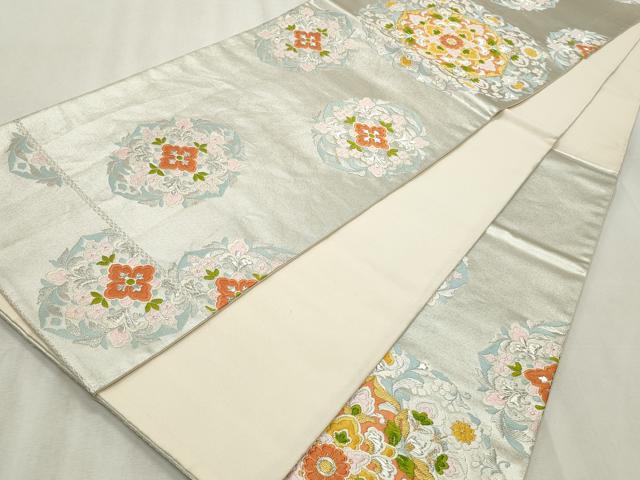 平和屋着物◎六通柄袋帯 唐織 正倉院花文 金銀糸 正絹 逸品 CABF2221qe