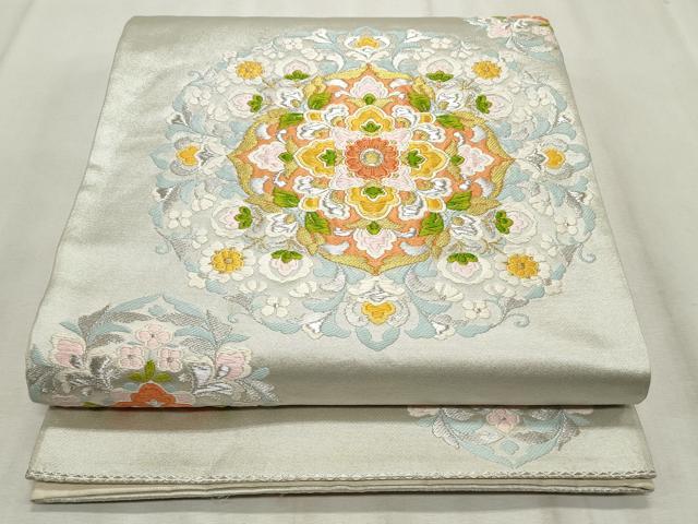 平和屋着物◎六通柄袋帯 唐織 正倉院花文 金銀糸 正絹 逸品 CABF2221qe