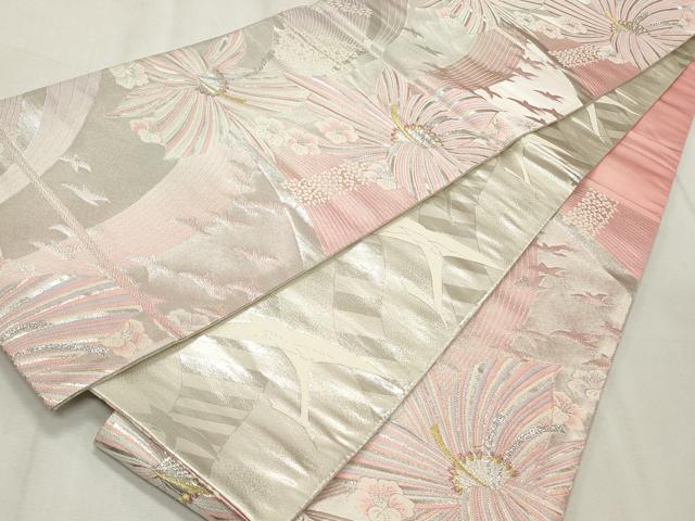 平和屋着物◎両面 六通柄袋帯 唐織 花鳥文 金銀糸 正絹 逸品 CABF2259qe