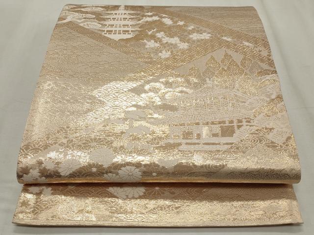 平和屋着物◎六通柄袋帯 京名所仁和寺 金糸 正絹 逸品 CABF2264qe