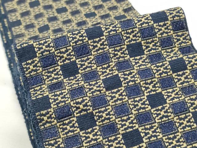 平和屋着物◎男性 本場筑前博多織 角帯 市松文様 未使用 CABF2299qe