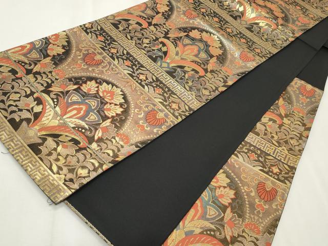 平和屋着物◎六通柄袋帯 更紗花唐草文 金銀糸 正絹 逸品 CABF2330qe